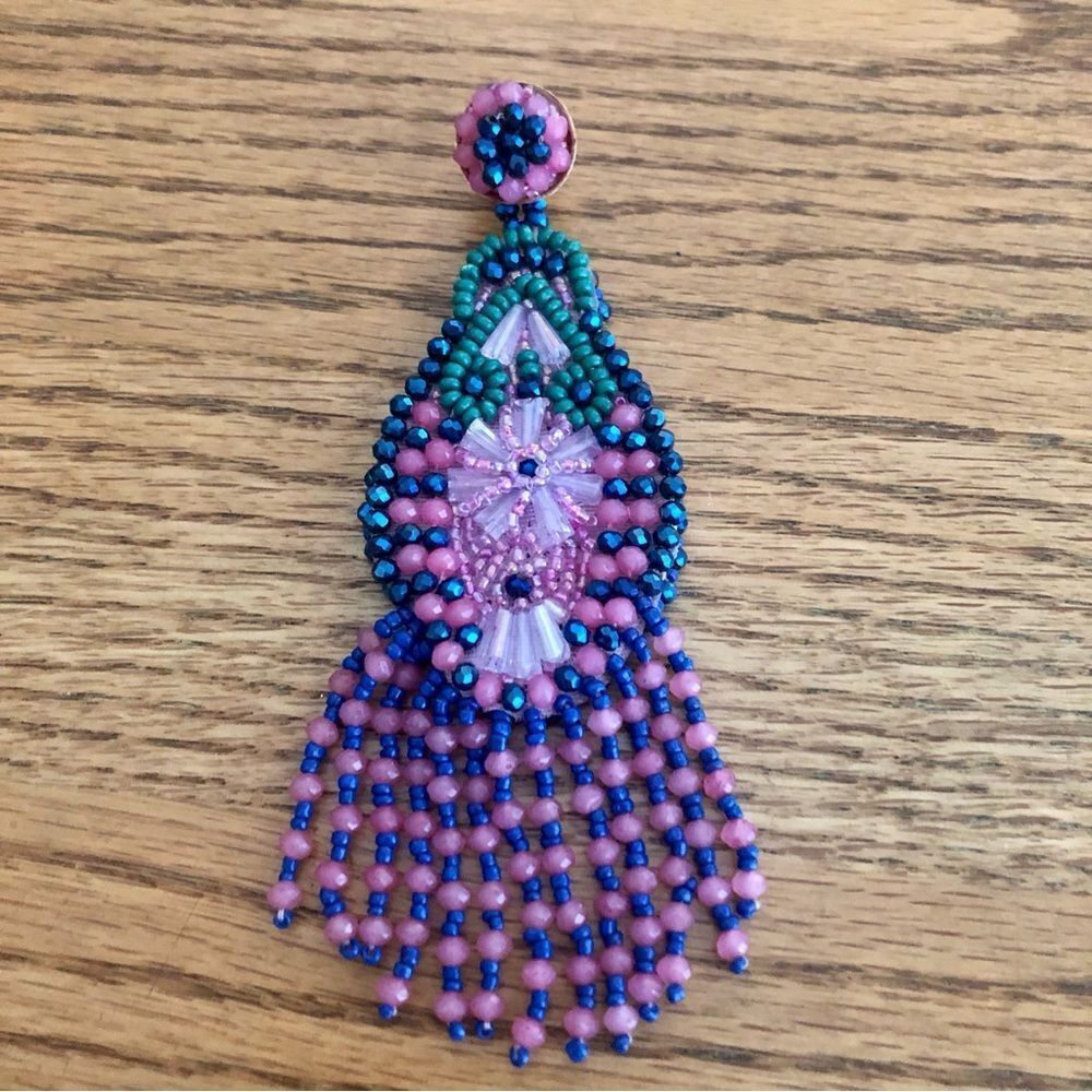 Zara | Multicolor Beaded Statement Earrings | 5” … - image 4